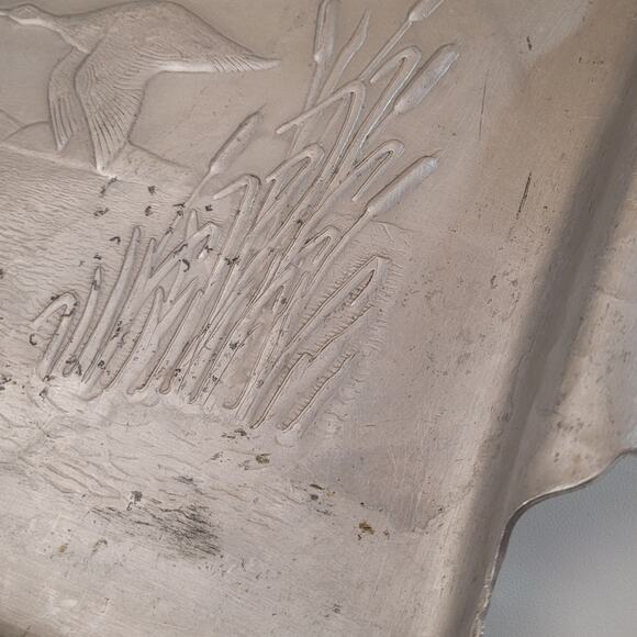 Vintage Aluminum Flying Duck Snack Serving Tray 16" Rustic Cabin Mid Century Mod - Picture 4 of 9